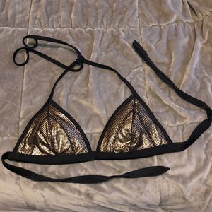 Xhilaration Black and Gold Triangle Bikini Top